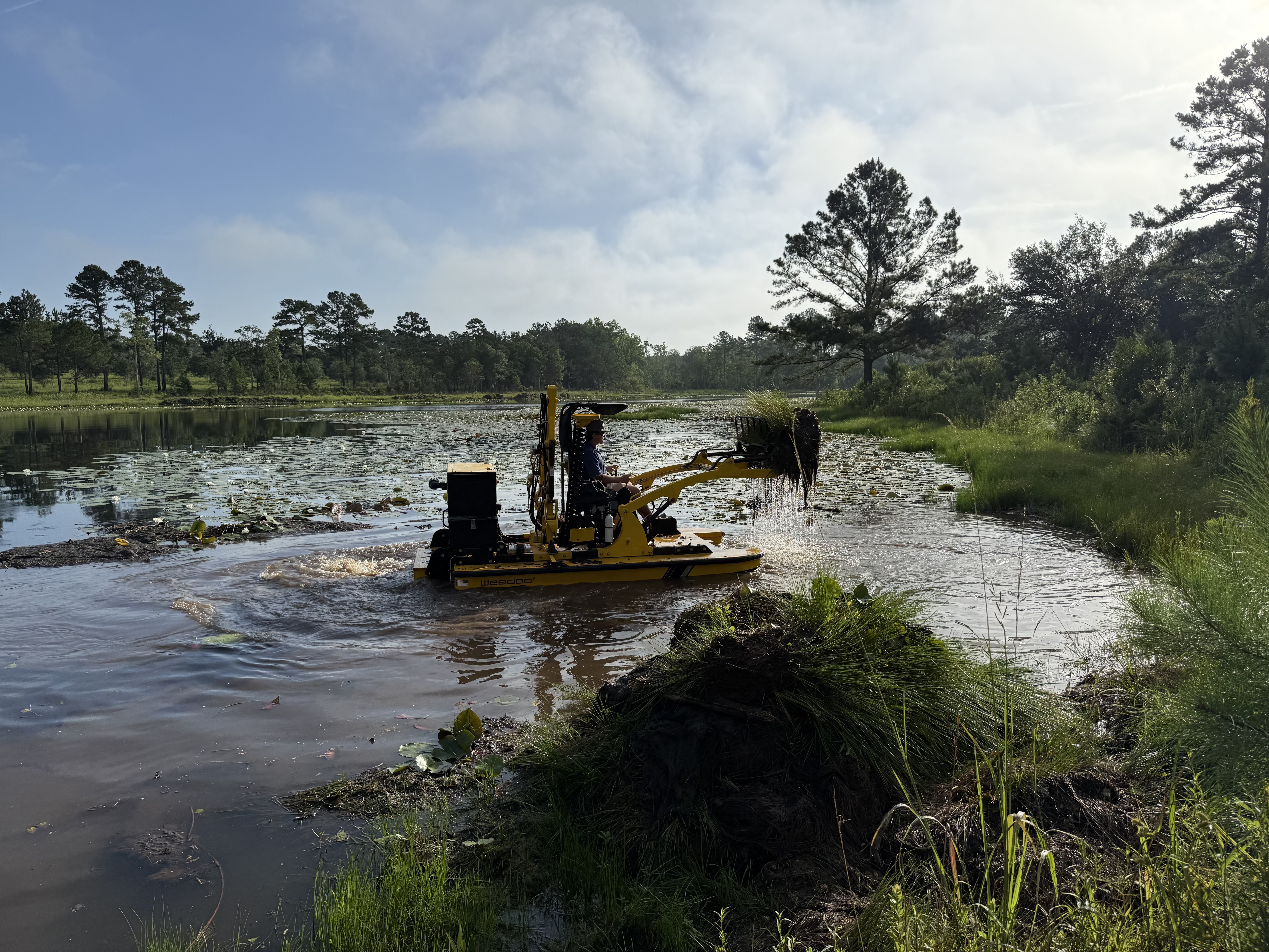 Professional mechanical weed removal equipment in action